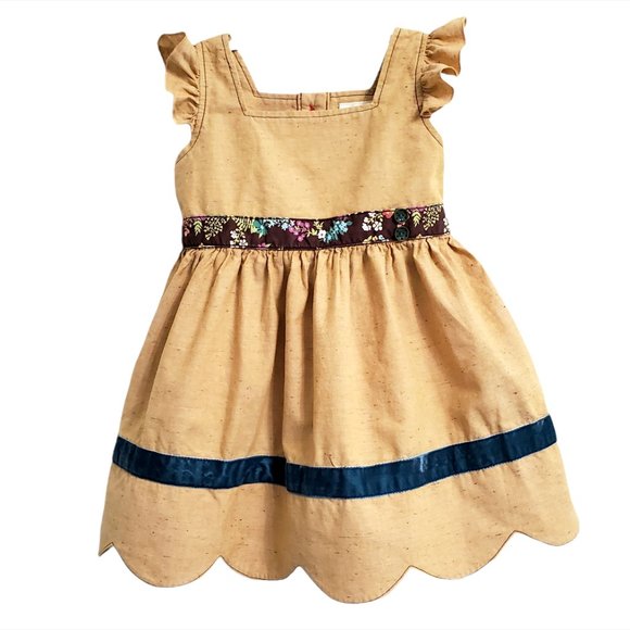 Matilda Jane Girl Secret Fields Golden Love Me Dress 2 Mustard Yellow Ru… - Picture 1 of 11